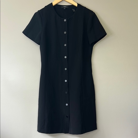 Theory Snap Shift Dress Admiral Crepe Size Medium I’m Black - Picture 1 of 9
